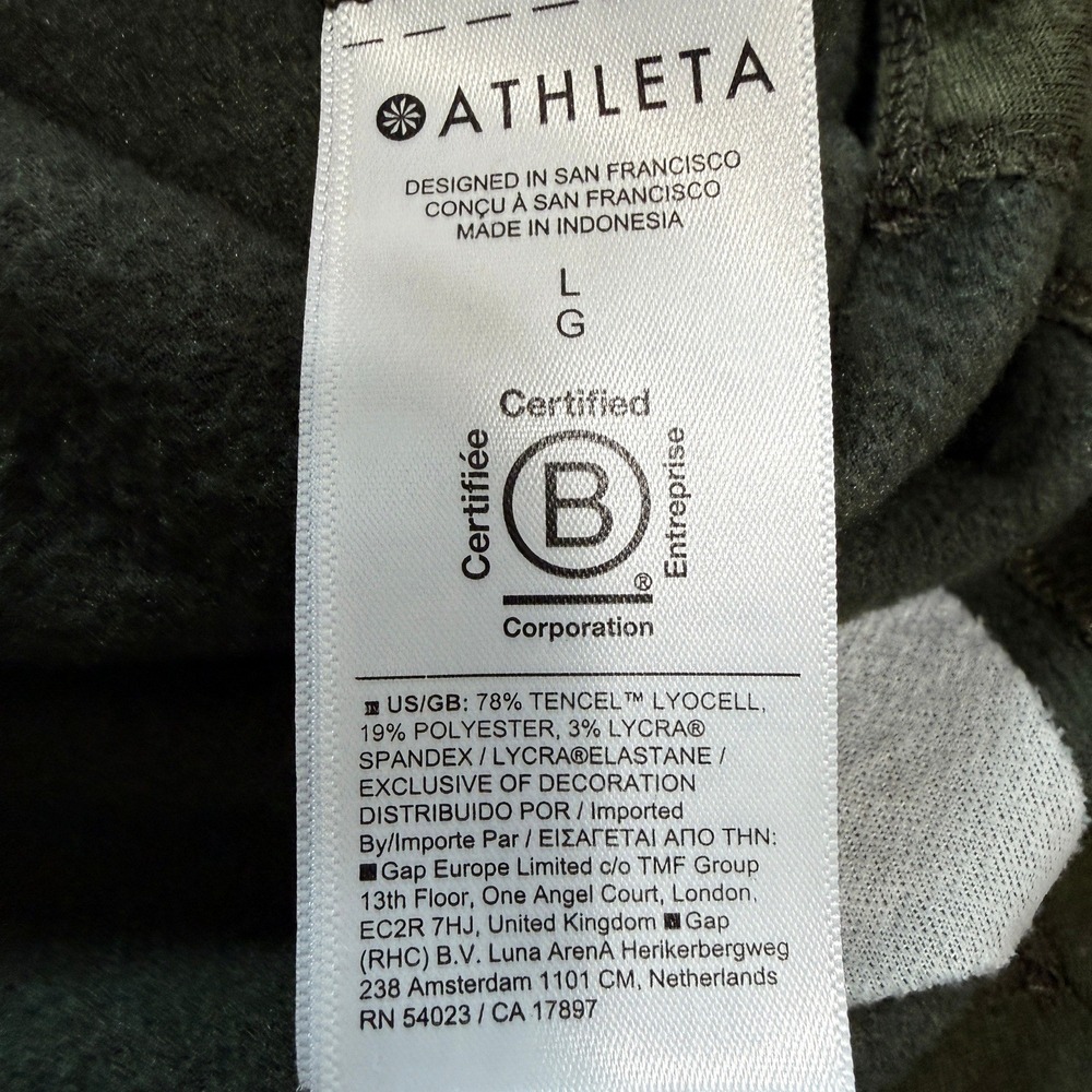 Athleta Coaster Luxe Recover Sweatshirt Dark Green Elm Large FLAW Athleisure - Picture 5 of 14
